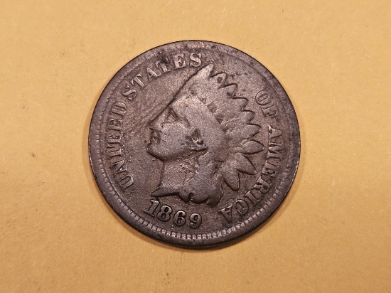 * Semi-Key 1869 Indian Cent in Very Good plus