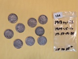 Nine Better grade Buffalo Nickels