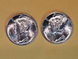Two GEM Brilliant Uncirculated 1941 Mercury Dimes with Full Split Bands!