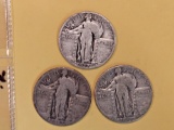 Better 1927 P-D-S Trio of Standing Liberty Quarters
