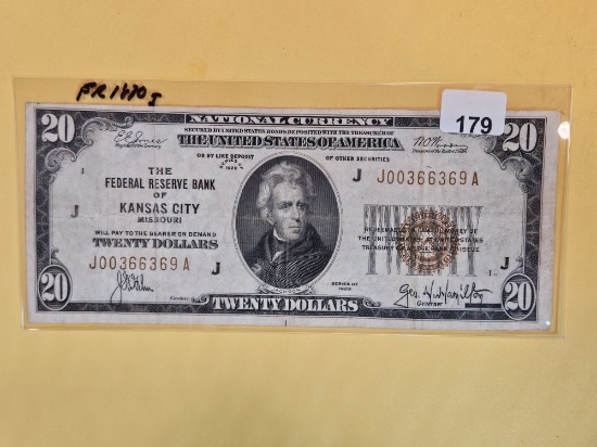 Series of 1929 Twenty Dollar National Currency in Fine plus