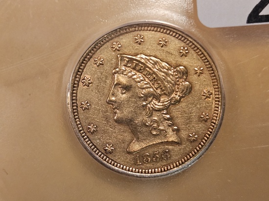 GOLD! ICG 1856 Liberty Head Gold $2.5 Dollars in About Uncirculated - 50