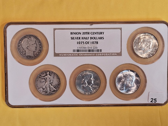 NGC Binion 20th Century Silver Half Dollars Set
