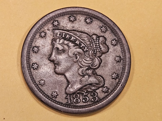 1853 Braided Hair Half Cent in Extra Fine - 45
