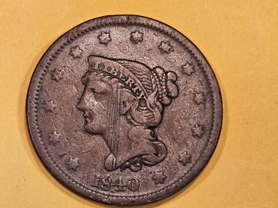 1840 Braided Hair Large Cent in Very Fine - 30 - details