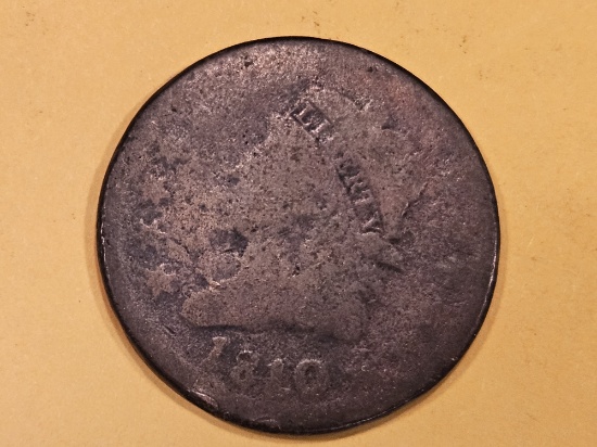 1810 Classic Head Large Cent in About Good