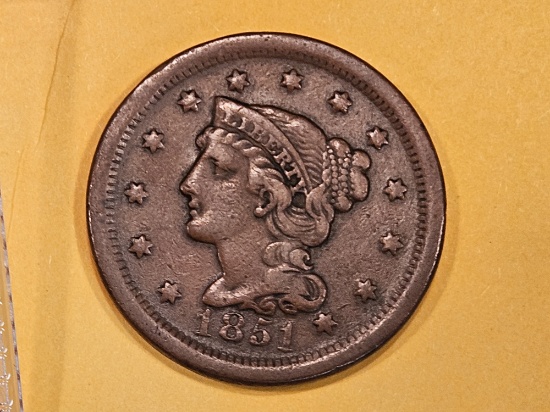 1851 Braided Hair Large Cent