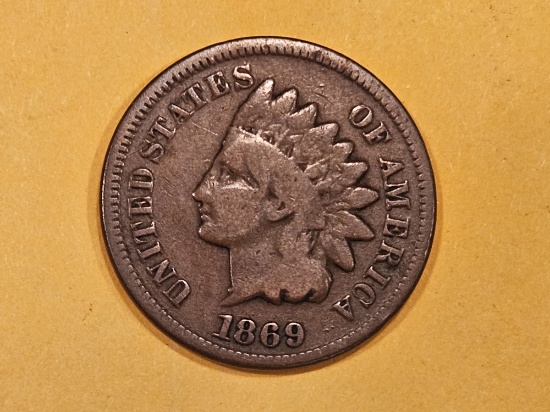 Semi-Key 1869 Indian cent