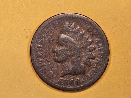 Semi-Key 1869 Indian cent
