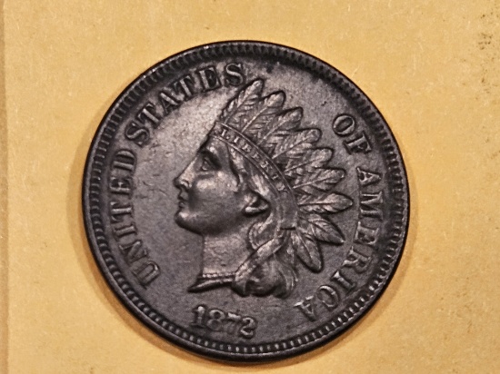* Semi-Key 1872 Indian Cent in About Uncirculated plus - details