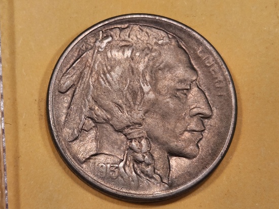 Semi-Key 1913-S Type 1 Buffalo Nickel in About Uncirculated ++