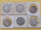 Six Circulated Franklin Silver Half Dollars