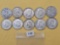 Ten US Silver Half Dollars