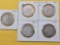 Five Circulated Morgan Silver Dollars