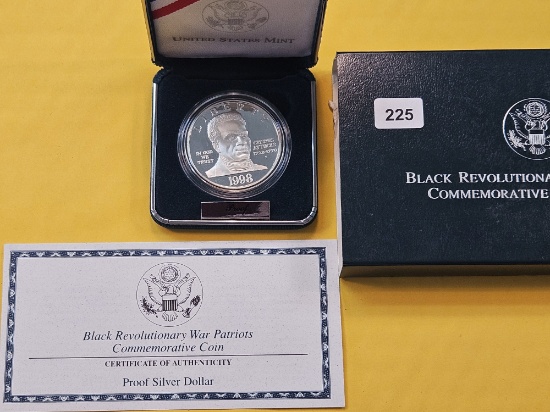 US Mint 1998 Black Revolutionary War Patriots Commemorative Proof Deep Cameo Silver Dollar