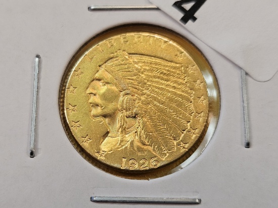 GOLD! Brilliant About Uncirculated Plus 1926 Gold Indian 2.5 Dollars