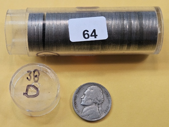 Partial Roll of Circulated 1938-D Jefferson Nickels