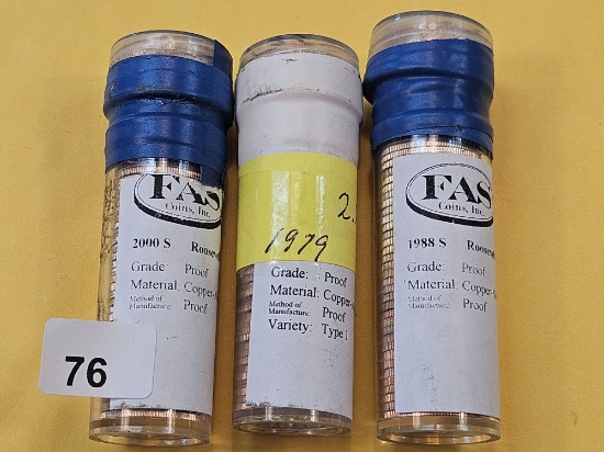 Three Rolls of Proof Clad Roosevelt Dimes