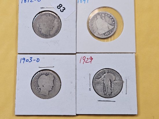 Four US Silver Quarters