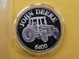 JOHN DEERE SILVER! One Ounce GEM Proof .999 Fine Silver Art round