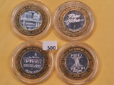 Four Limited Edition .999 Fine Silver GEM Proof Ten Dollar Casino Gaming Tokens