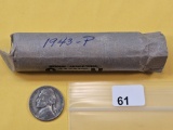 One Roll of Circulated 1943-P Silver Wartime Jefferson Nickels