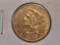 GOLD! 1886-S Liberty Head Gold Five Dollars in About Uncirculated - details