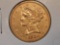 GOLD! 1880 Liberty Head Gold Five Dollars in About Uncirculated