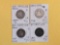 Four mixed Silver Seated Liberty Quarters