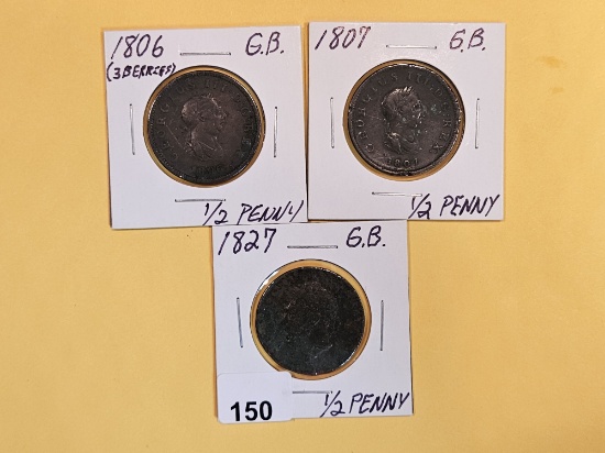 Three better Great Britain half-penny's