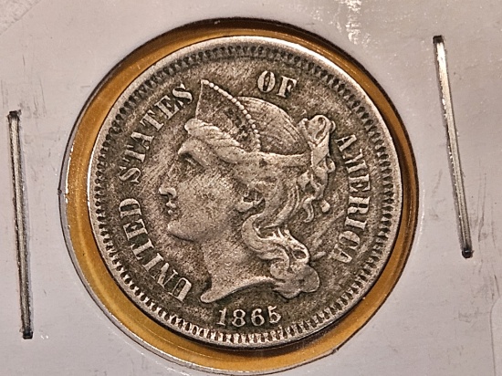 1865 Three Cent Nickel in Extra Fine - details