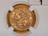 GOLD! NGC 1881 Five Dollar Liberty Head Gold in Mint State 63