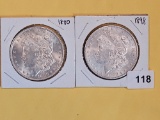 Two Brilliant About Uncirculated Plus Morgan Silver Dollars