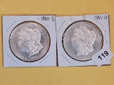 Two Brilliant About Uncirculated Plus Morgan Silver Dollars
