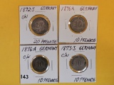 Four better date German 10 and 20 pfennigs
