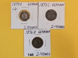 Three better German 2 and 5 pfennigs