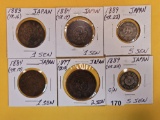 Six nice Japanese coins