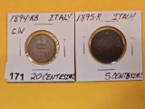 1894 and 1895 Italian coins