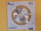 GEM Brilliant Uncirculated 1983 Mexico silver Onza