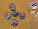 Five silver coins from the Ottoman Empire