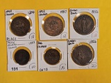 Six older Canadian Bank Tokens