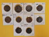 Ten mixed older World coins