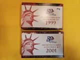 1999 and 2001 US SILVER Proof Sets