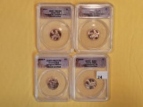 Four ANACS-graded Mint State 67 RED Lincoln Cents