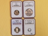 Four NGC-graded coins