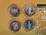 Four Ten Dollar .999 fine Silver Center Casino Gaming Tokens