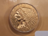 GOLD! ICG 1911 INdian Head $2.5 Dollar Gold in About Uncirculated 55
