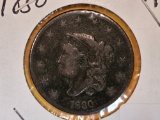 1830 Coronet Head Large cent in Very fine
