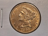 GOLD! 1886-S Liberty Head Gold Five Dollars in About Uncirculated - details