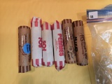 Six Mixed Wheat cent rolls